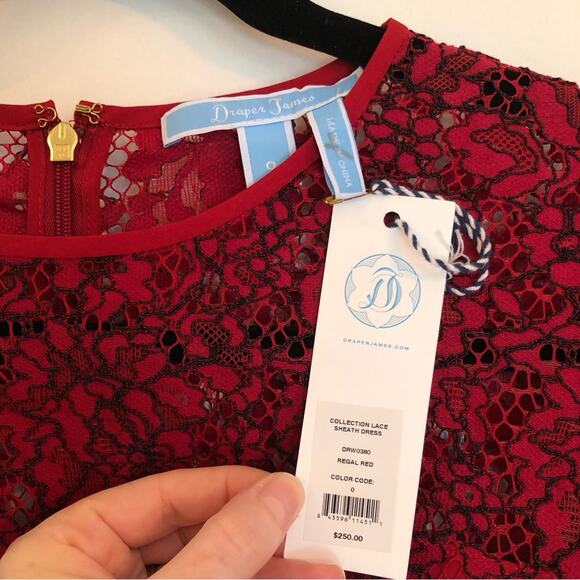NWT NEW Draper James Collection Regal Red Knee Length Lace Sheath Dress - Picture 6 of 13